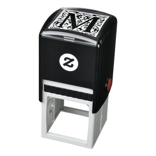 Eleganter Vintager Blüh Letter M Monogram Permastempel (Produkt)
