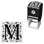 Eleganter Vintager Blüh Letter M Monogram Permastempel (Beispiel)