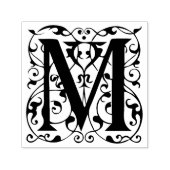 Eleganter Vintager Blüh Letter M Monogram Permastempel (Design)