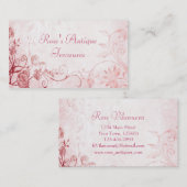 Eleganter Vintager Blume Shop in Rosa Visitenkarte (Vorne/Hinten)