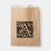 Eleganter Vintager Blumenbrief A Monogramm Geschenktütchen (Vorderseite)