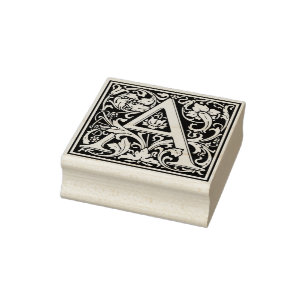 Eleganter Vintager Blumenbrief A Monogramm Gummistempel