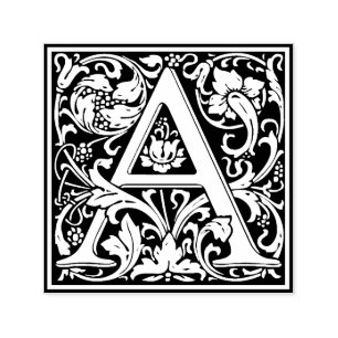 Eleganter Vintager Blumenbrief A Monogramm Permastempel