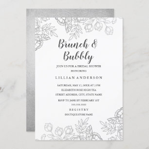 Eleganter, Vintager Blumenbrunch und Bubbly Einladung