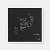 Eleganter Vintager Blumencocktail B/W Serviette (Vorderseite)