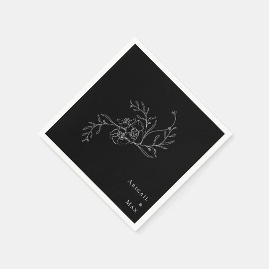 Eleganter Vintager Blumencocktail B/W Serviette (Ecke)