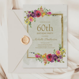 Eleganter Vintager Blumenfrauen 60. Geburtstag Einladung