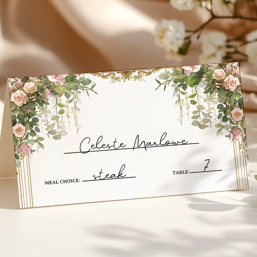 Eleganter Vintager Blumengarten Hochzeit Platzkarte