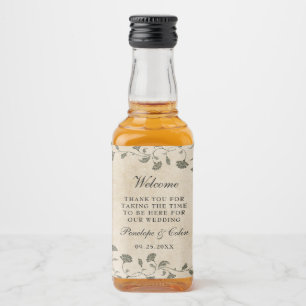 Eleganter Vintager Blumenkorb Begrüßungskorb Mini Alkoholflaschenetikett