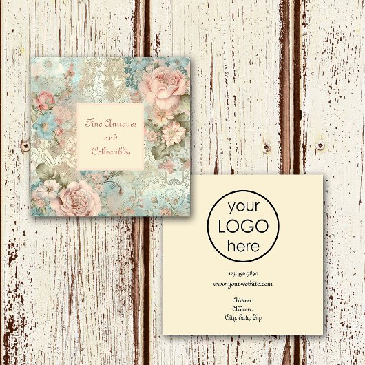 Eleganter Vintager Blumenladen Quadratische Visitenkarte