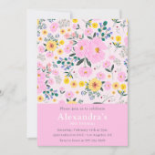 Eleganter Vintager Blumenrosa 99. Einladung (Vorderseite)