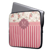 Eleganter Vintager BlumenRosen-Rosa-Monogramm-Fall Laptopschutzhülle (Vorderseite Links)