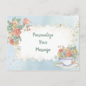 Eleganter Vintager Blumenstrauß-Tee Personalisiert Postkarte (Vorderseite)