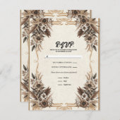 Eleganter Vintager Bohemischer Blumenhochzeitplan Einladung (Vorne/Hinten)