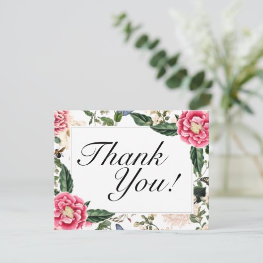 Eleganter Vintager Botanicals Geburtstag Dankeskarte (Stehend Vorderseite)