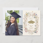 Eleganter Vintager botanischer Abschluss Ankündigung (Vorderseite)