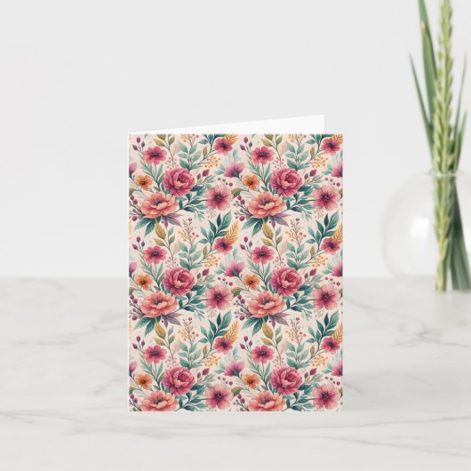 Eleganter Vintager Botanischer Blumenkorb Karte (Vorderseite)