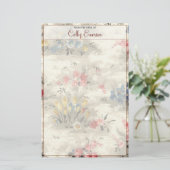 Eleganter Vintager Botanischer Burgundy-Text Briefpapier (Stehend Vorderseite)