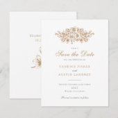 Eleganter Vintager botanischer Hochzeitstag in Flo Einladung (Vorne/Hinten)