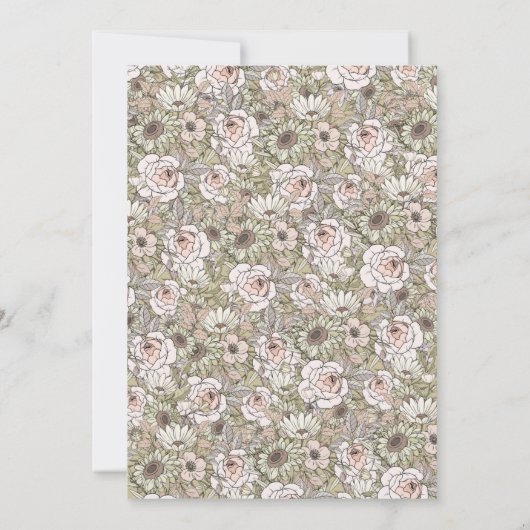 Eleganter Vintager botanischer Rahmen Einladung zu (Rückseite)