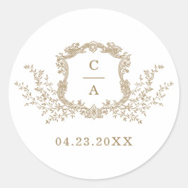 Eleganter Vintager botanischer Wappen Umschlag Cla Runder Aufkleber