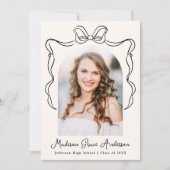 Eleganter Vintager Bow Cream Foto Abschluss Ankündigung (Vorderseite)