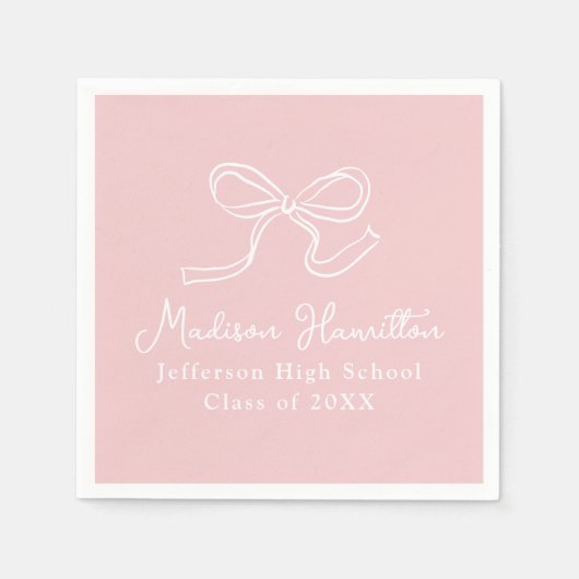 Eleganter Vintager Bow Pink-Abschluss Serviette (Vorderseite)