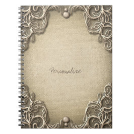 Eleganter Vintager Burlap Lace Western Glam Notizblock