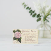 Eleganter Vintager Camellia Gardener oder Florist Visitenkarte (Stehend Vorderseite)