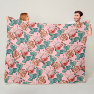 Eleganter Vintager Chic Roses Roses Fleecedecke