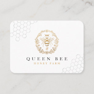 Eleganter Vintager Crown Honey Queen Bee White & G Telefonnummerkarte