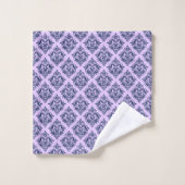 Eleganter Vintager Damast auf Lavendel Badhandtuch Set (Waschlappen)