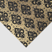Eleganter Vintager Decoupage Black Gold Damask Seidenpapier (Detail)