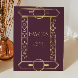 Eleganter Vintager Deko Burgundy Gold Gastgeschenk Sockelschild