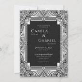 Eleganter Vintager Deko Schwarz-weiß Einladung (Vorderseite)