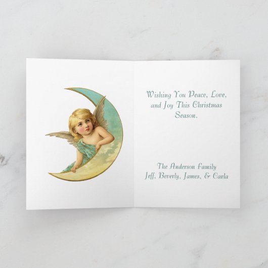 Eleganter Vintager Engel & Moon Custom Weihnachten (Innenseite)