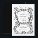 Eleganter Vintager Fliesenrahmen Save the Date Einladung<br><div class="desc">Eleganter Vintager Zierrahmen mit Blumenmuster zum Hochzeitstag retten die Einladung. Vintage Barockrahmen-Hochzeit speichern das Datum Einladung.</div>