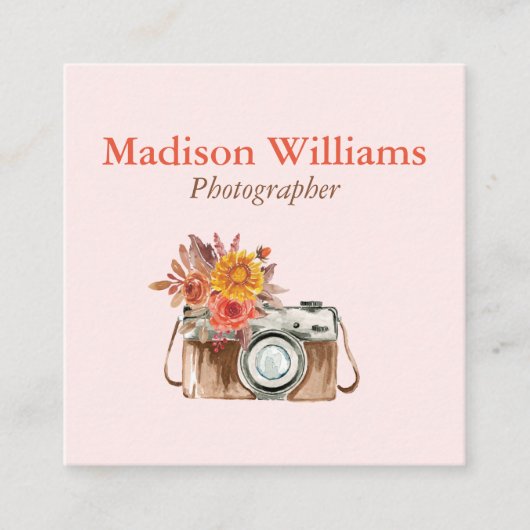 Eleganter Vintager Fotograf Quadratische Visitenkarte (Vorderseite)