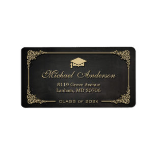 Eleganter Vintager Frame Graduation Cap Grad Gradu Adressaufkleber