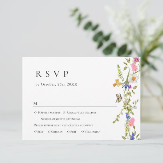 Eleganter Vintager Französischer Garten Blumengrün RSVP Karte (Stehend Vorderseite)