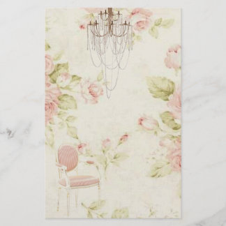 Eleganter Vintager französischer Rosa Kronleuchter Briefpapier