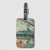 Eleganter Vintager Fuji Japan Travel Gepäckanhänger (Vorderseite Vertikal)