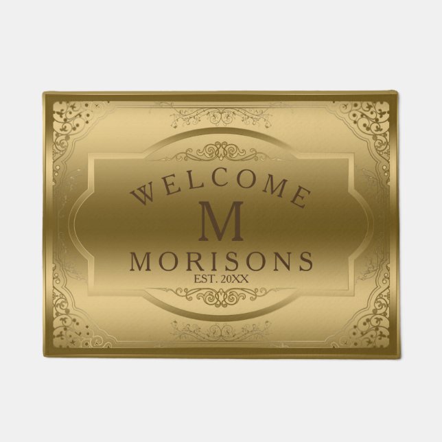 Eleganter Vintager Goldrahmen Fußmatte (Vorderseite)