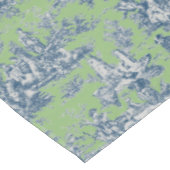 Eleganter Vintager, grüner, blauer Jouy-Toile Tischdecke (Schrägansicht)