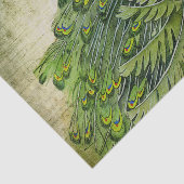 Eleganter Vintager grüner Pfau Seidenpapier (Ausschnitt)