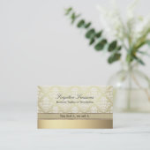 Eleganter Vintager heller goldener Damast Visitenkarte (Stehend Vorderseite)