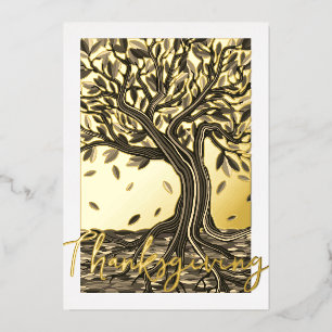 Eleganter Vintager Herbstbaum Schöne Dekoration Folien Feiertagskarte