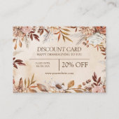 Eleganter Vintager Herbstfall Wasserfarbe Rabattkarte (Vorderseite)