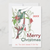 Eleganter Vintager Hummingbird Frohe Weihnachten (Vorderseite)