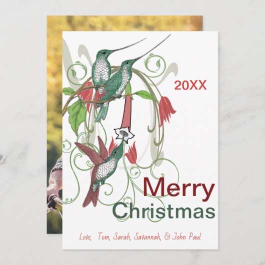 Eleganter Vintager Hummingbird Frohe Weihnachten (Vorne/Hinten)